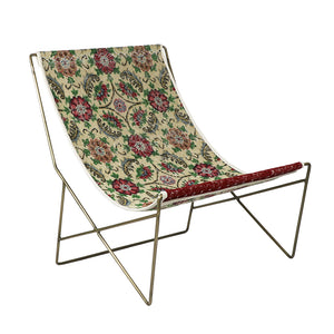 Turkish Vintage Rug Sling Chair, Brass GA124-indBE048