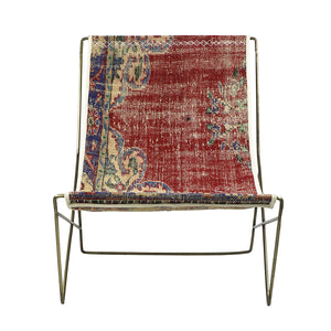Turkish Vintage Rug Sling Chair, Brass GA125-indBE048