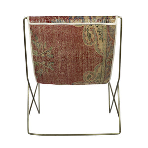 Turkish Vintage Rug Sling Chair, Brass GA125-indBE048