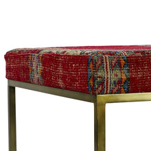 Load image into Gallery viewer, Turkish Vintage Rug Bench, Square, Brass GA134-indBE052