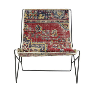 Turkish Vintage Rug Sling Chair, Gun Metal GA136-indBE042