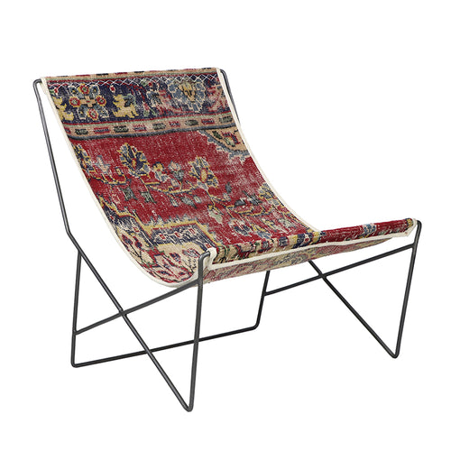Turkish Vintage Rug Sling Chair, Gun Metal GA136-indBE042