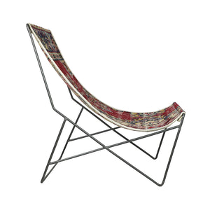 Turkish Vintage Rug Sling Chair, Gun Metal GA136-indBE042