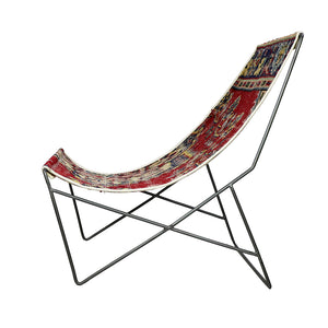 Turkish Vintage Rug Sling Chair, Gun Metal GA136-indBE042
