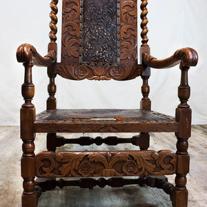 Embossed French Leather Chairs, S/2, G063