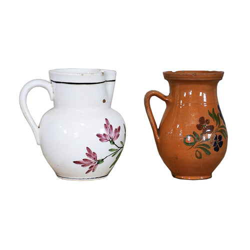 Floral Motif Terracotta Pot, S/2, G018