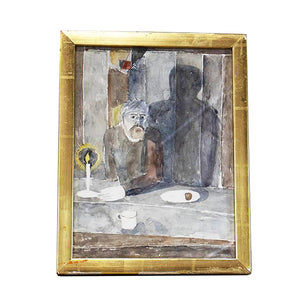 "Man Figure at Table" Framed Watercolor by Birger Ljungquist (1894-1965), Signed, G065