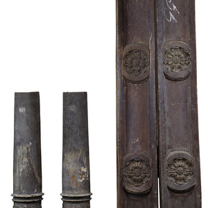 1700's Carved Pillar Decorations, Pair, G119