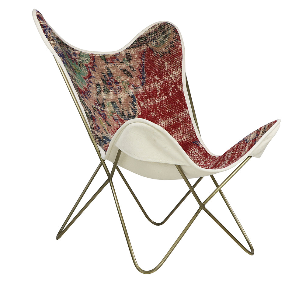 Turkish Vintage Rug Butterfly Chair, Brass GA171-indBE049