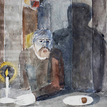 Load image into Gallery viewer, &quot;Man Figure at Table&quot; Framed Watercolor by Birger Ljungquist (1894-1965), Signed, G065